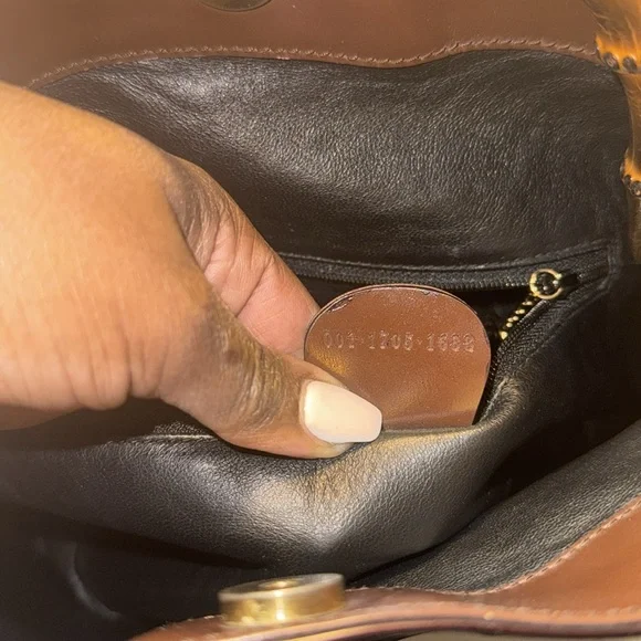 GUCCI Medium Diana Bamboo Handle Chocolate Enamel Leather Women Shoulder Bag GUC - Picture 13 of 15